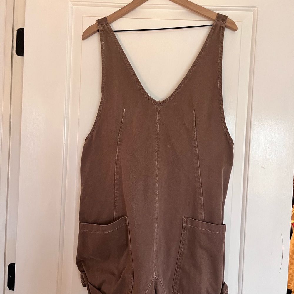 Free People Brown Denim Overalls - Picture 2 of 3